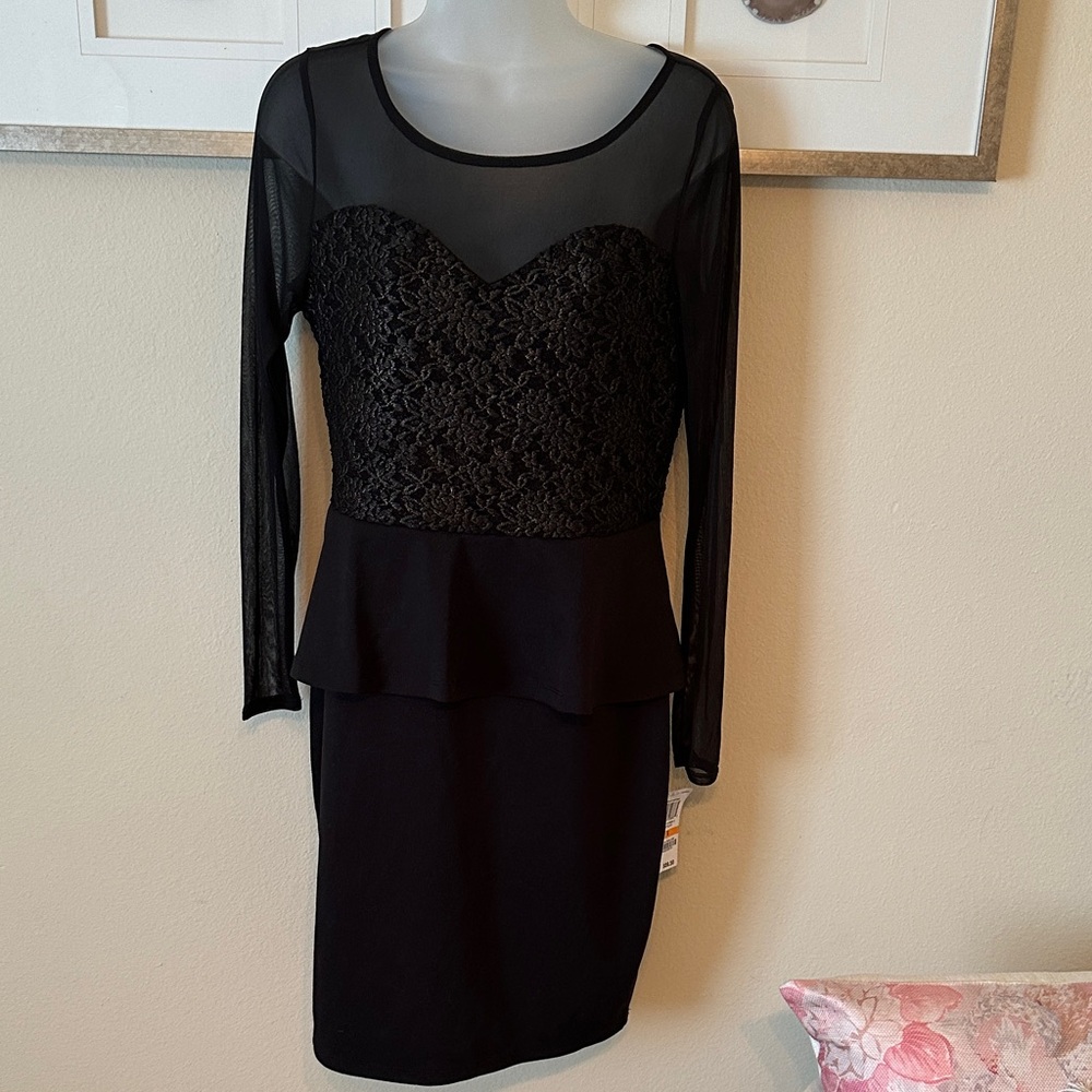 Thalia Sodi Black Lace Peplum Dress